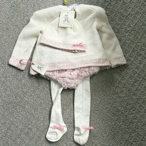 Rachel Ashwell 4pc Knit Sweater Set w/Bloomers, Stockings, and Hat 6-9mo NWT